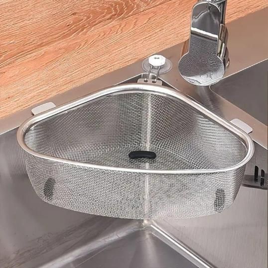 Kitchen Sink Drain Basket – Triangle Shape Stainless Steel for Easy Draining