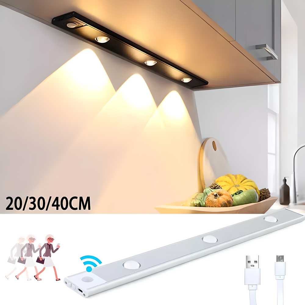 LED PIR Motion Sensor Cabinet Light – USB Rechargeable, Wireless & Stick-On