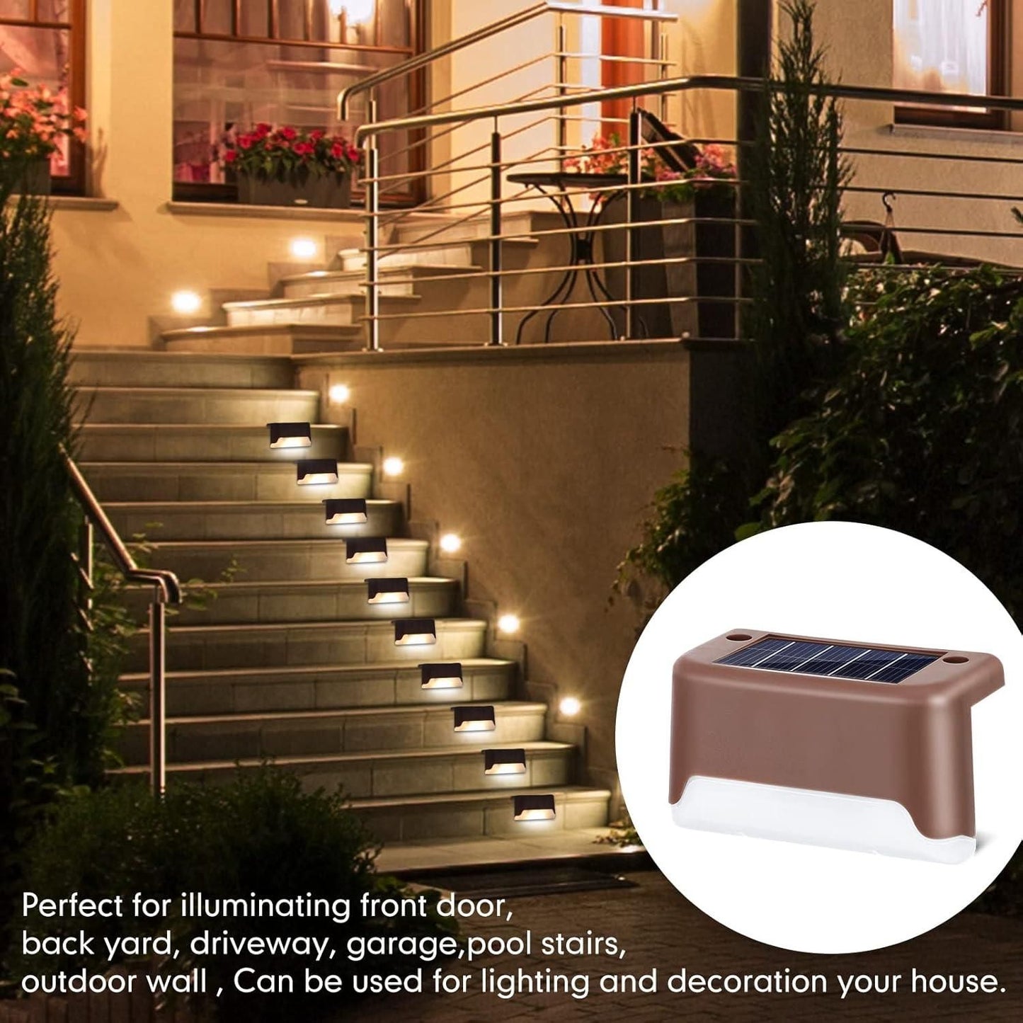 Solar Deck Lights Outdoor | Waterproof LED Lights (Pack of 4)